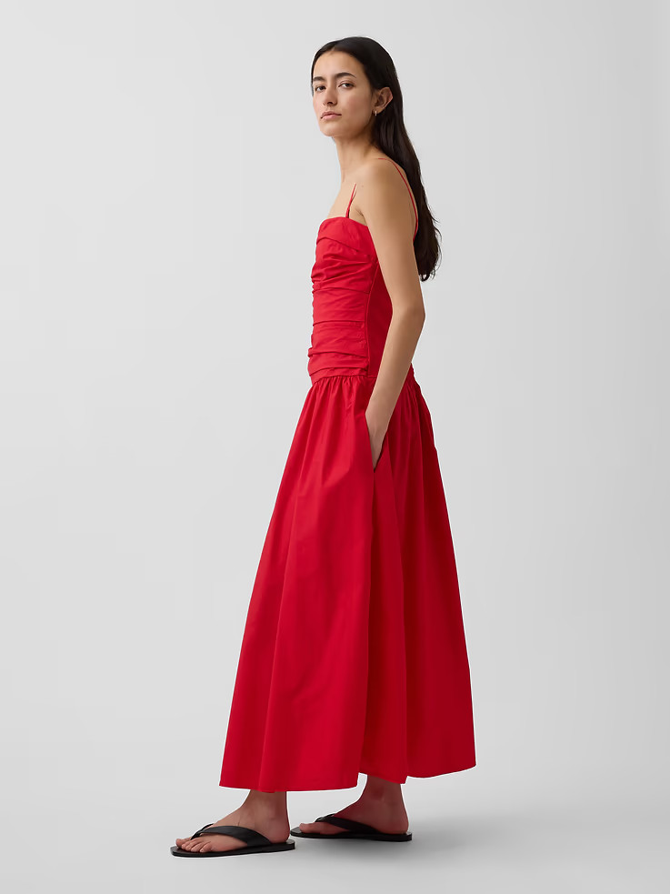GAP – Sale – Poplin Drop-Waist Maxi Dress – NEW