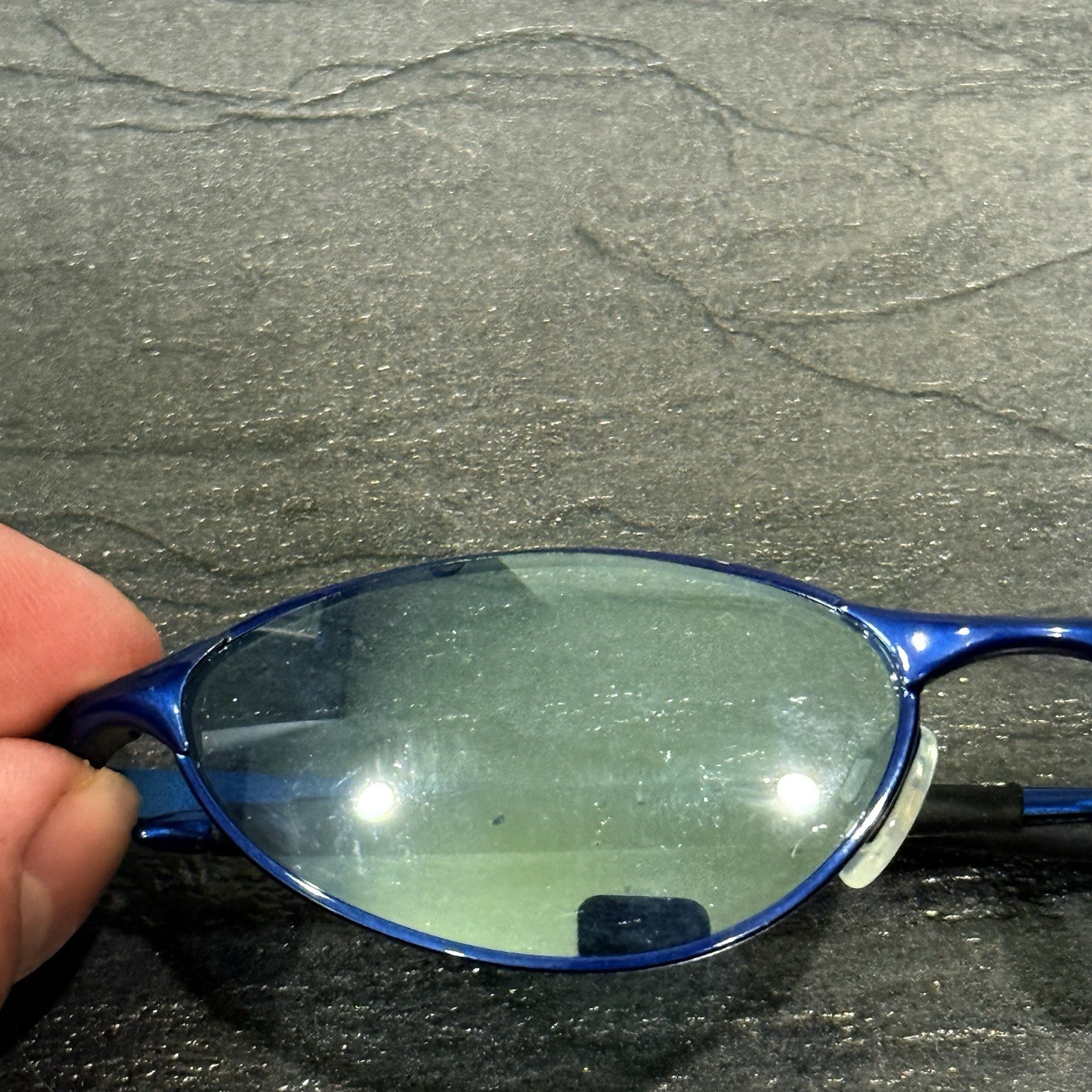 OAKLEY Teaspoon Rare Blue Sunglasses Authentic Fair Condition See Pictures