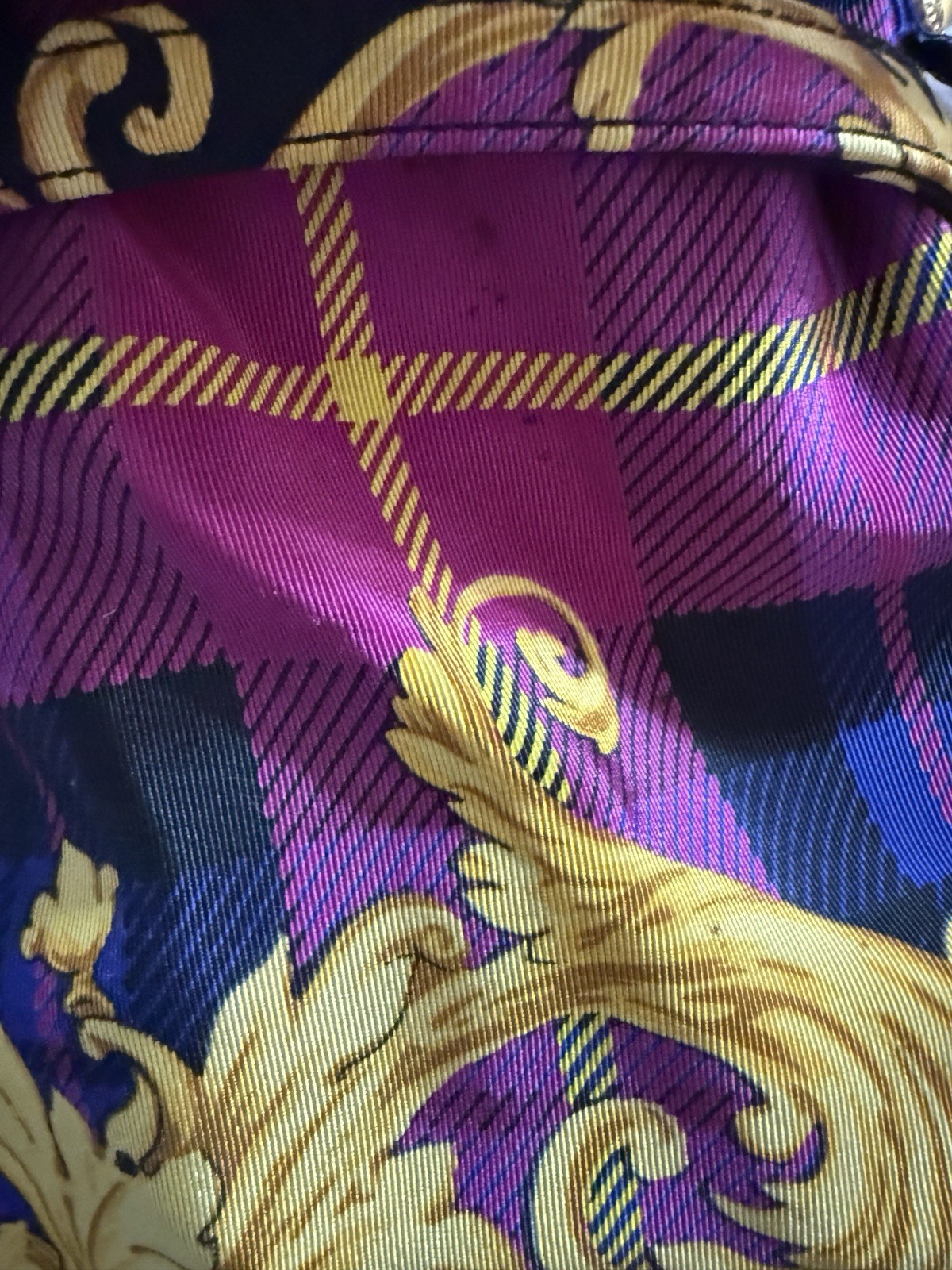 Vtg Gianni Versace Pink Plaid Baroque Shoulder Bag