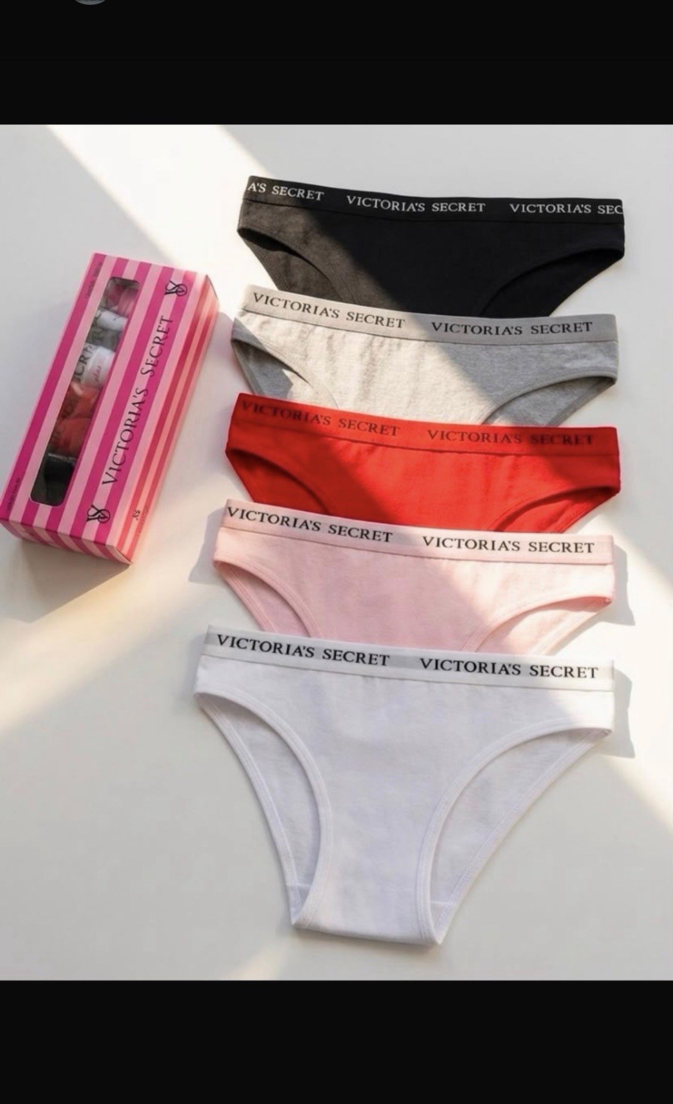 Victoria’s Secret Logo Waist Bikini Panties 5-Pack Cotton Multicolor Size m