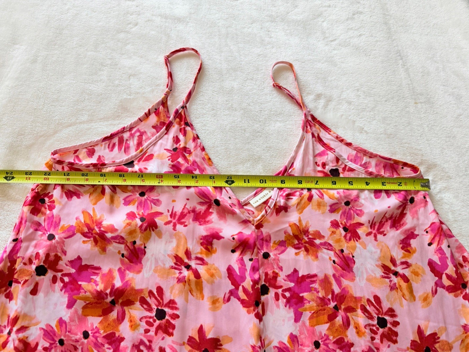 Van Winkle Pink Orange Tropical Maxi Dress Beach Coastal Boho Pockets Womens 1X