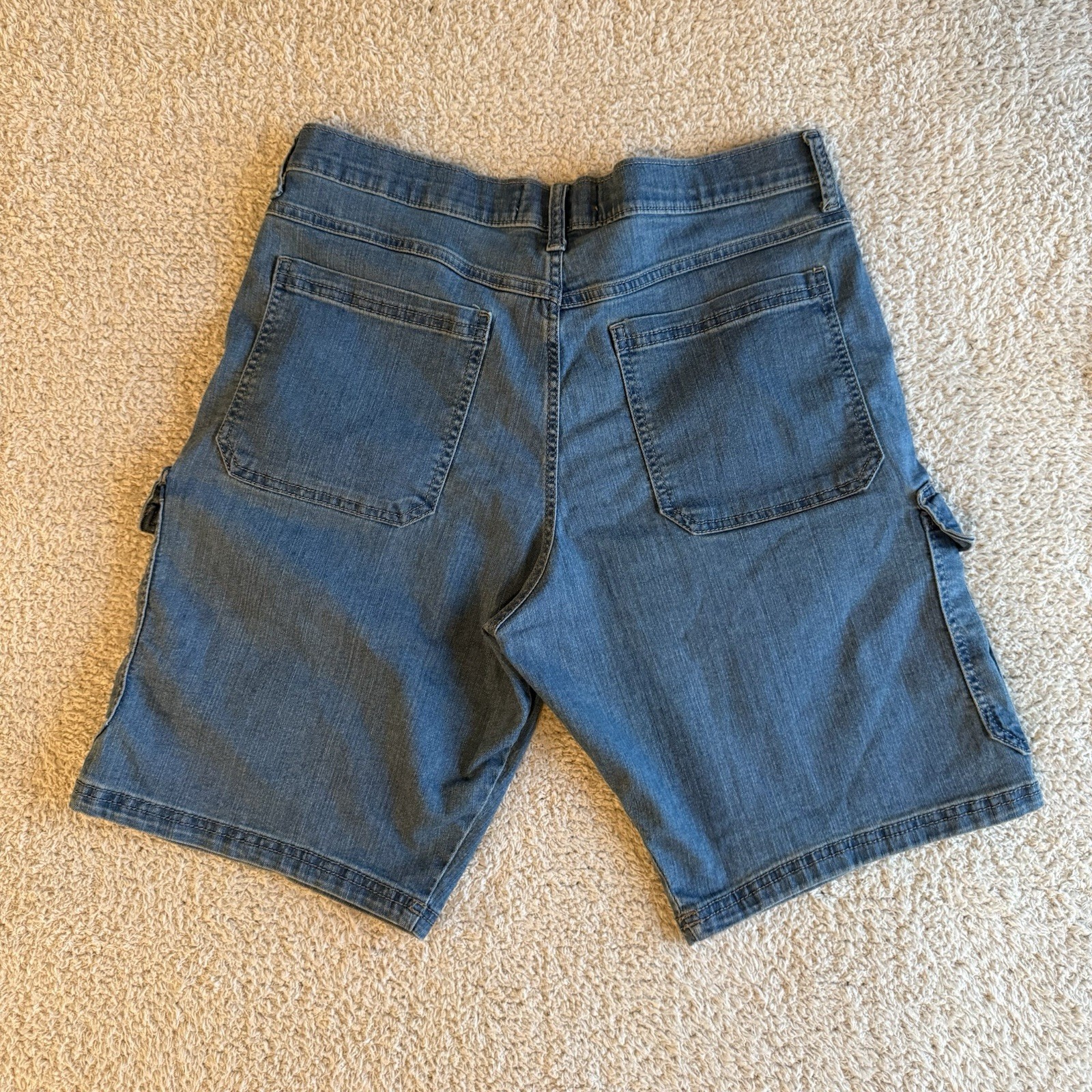 Wrangler Authentic Men’s Blue Medium Wash Denim Cargo Shorts