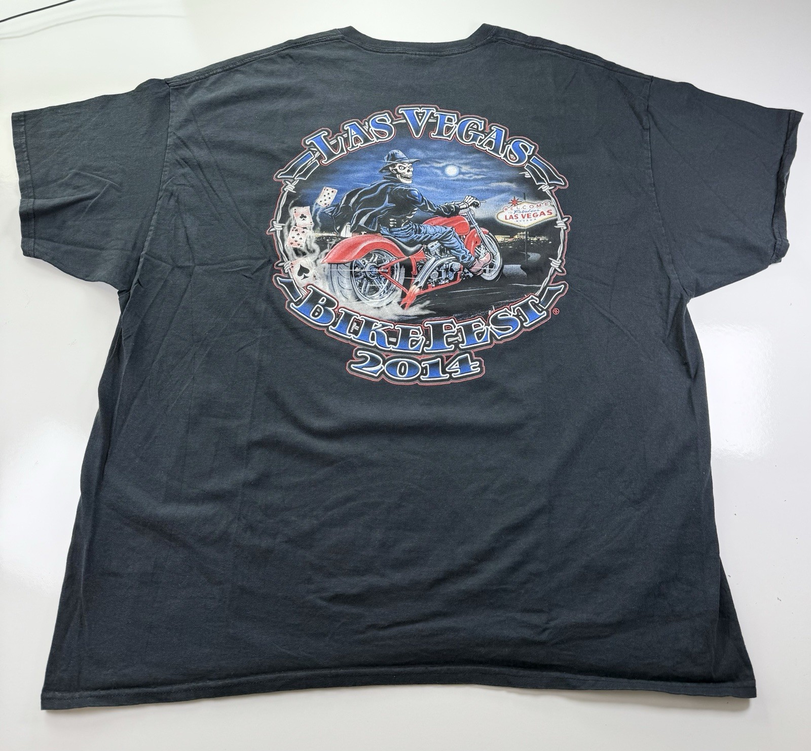 Las Vegas Bikefest 2014 tShirt 3XL black Biker Flaming Skull motorcycle USA
