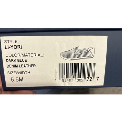 Lori Goldstein Li-Yori Denim Leather Loafer Slip On Sneaker Navy Blue Shoes 5.5M