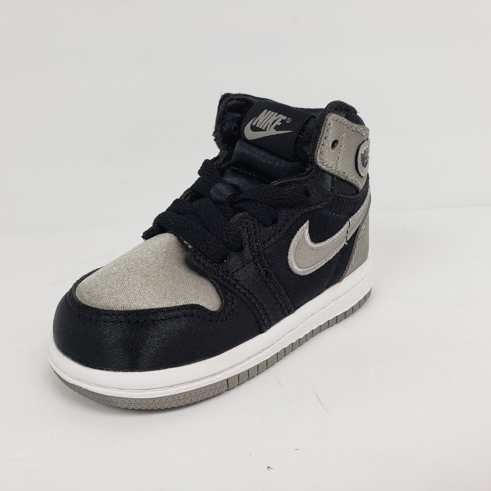 Nike Air Jordan 1 Retro High OG TD Toddler Size 4c Black Medium Grey White Shoes