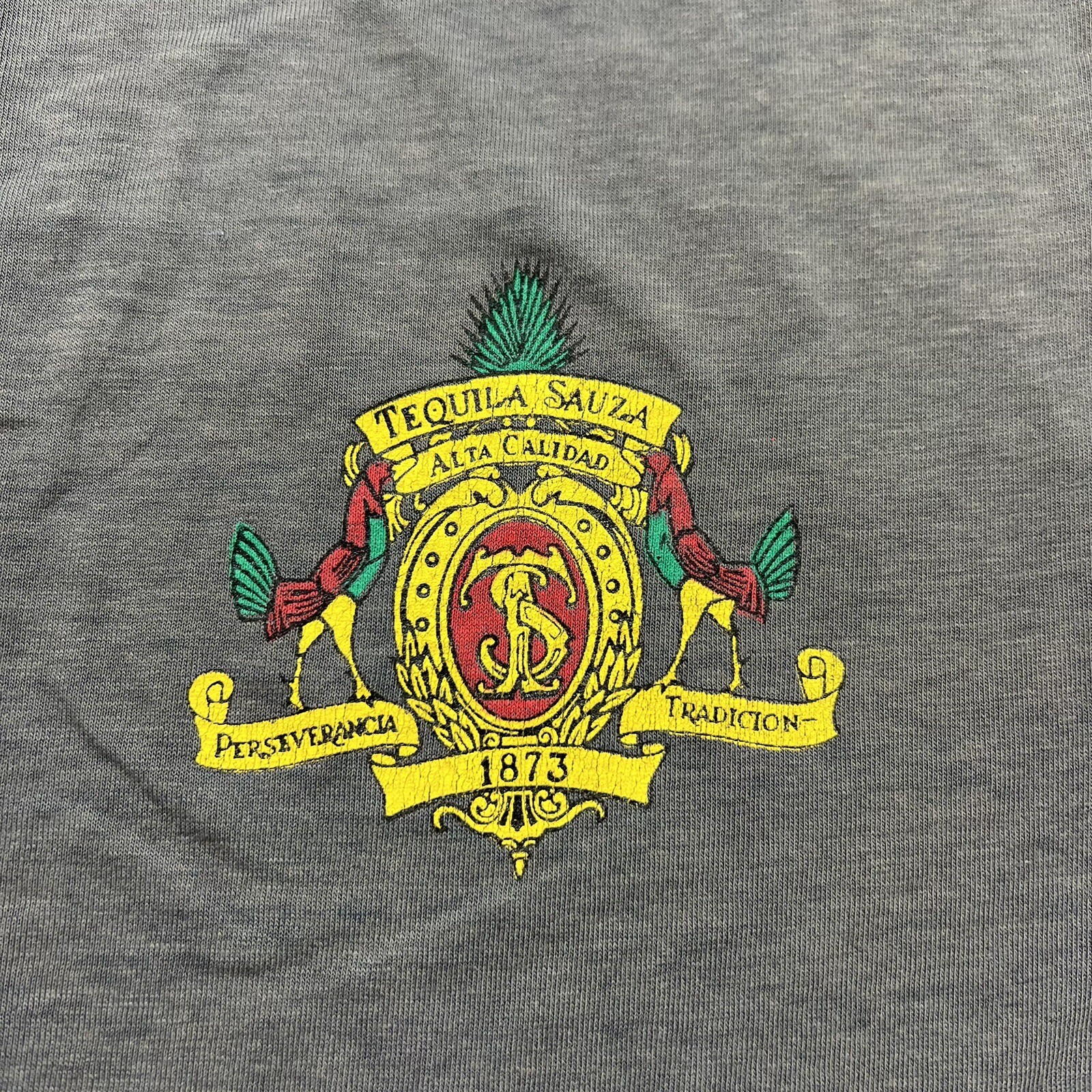 Vintage Sauza Tequila 1980s Promo T Shirt Single Stitch Sz L Graphic Print Faded