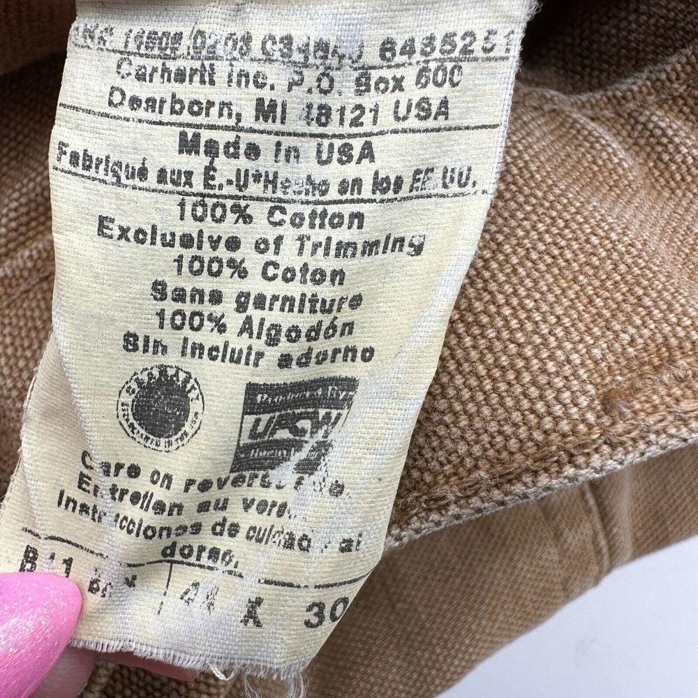 Carhartt Carpenter Pants Mens 44×30 Brown Vintage B11 BRN Duck Canvas Made USA