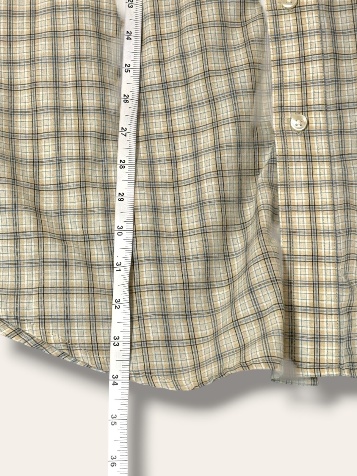 Wrangler Shirt Mens LT Short Sleeve Button Down Plaid Riata Beige Tan Classic