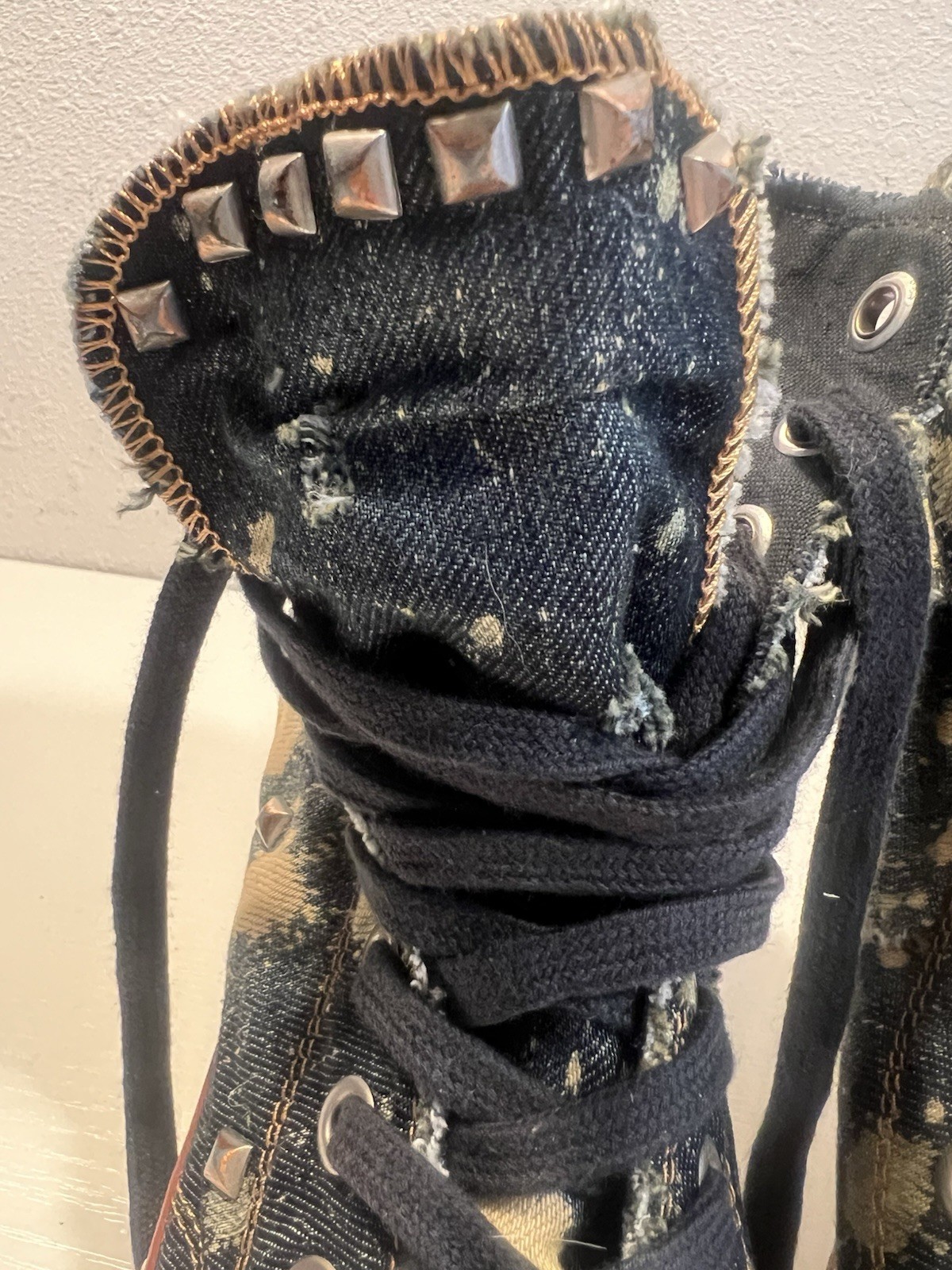 Ash Stone 39 Stilletto Sneakers High Heel Boots Studded Acid Wash Booties Thelma