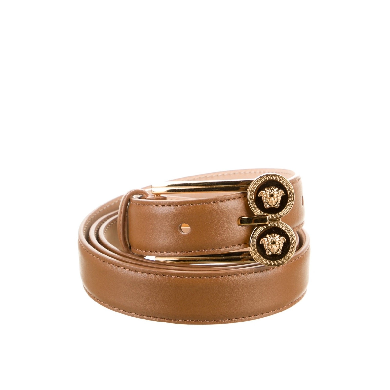 NWT Versace Belt Size Small 80cm 32″ Medusa Camel Brown Leather $500