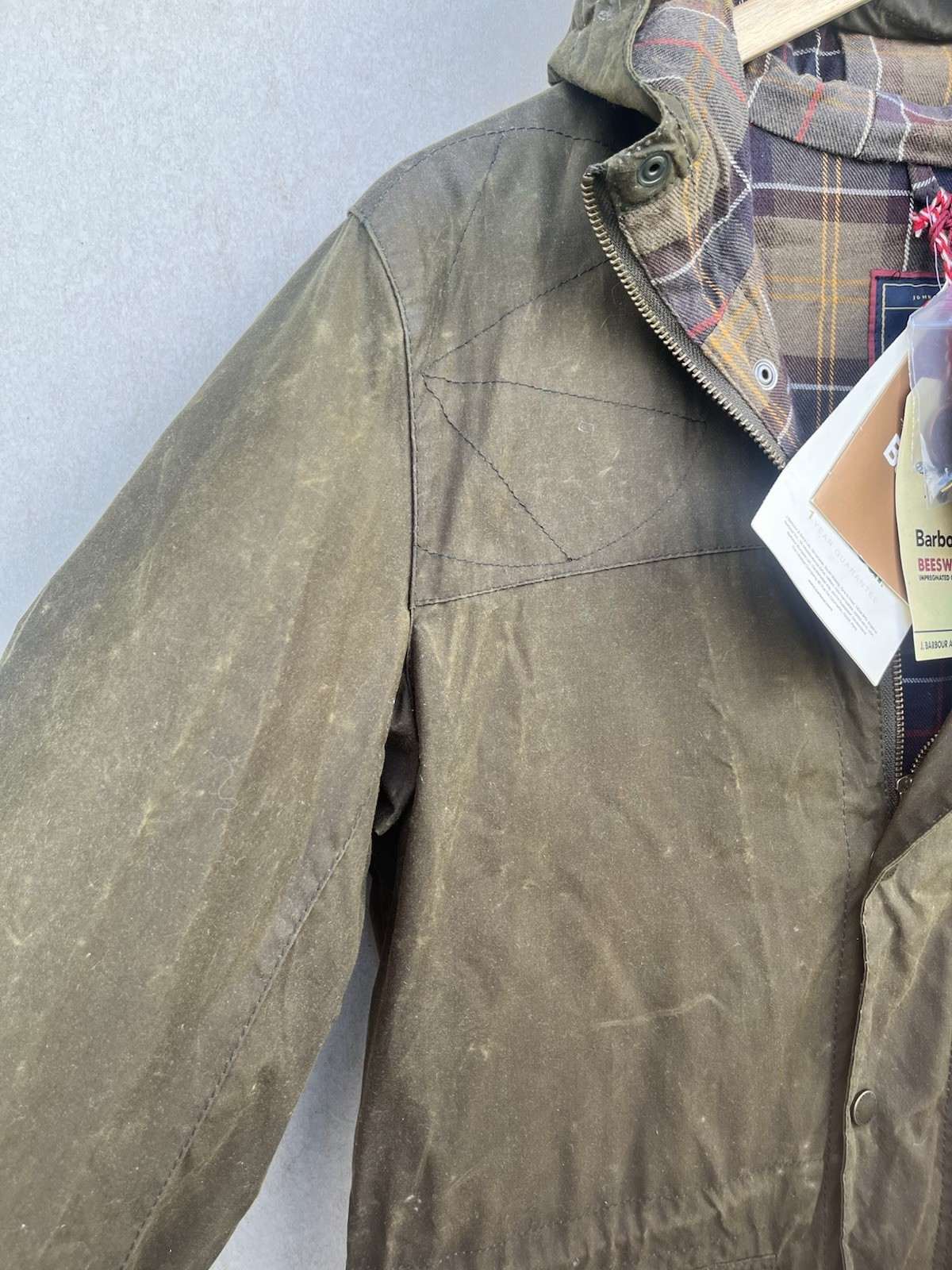 Barbour Dept B Solway Durham Wax Jacket Hooded Beeswax Men’s Olive – Small