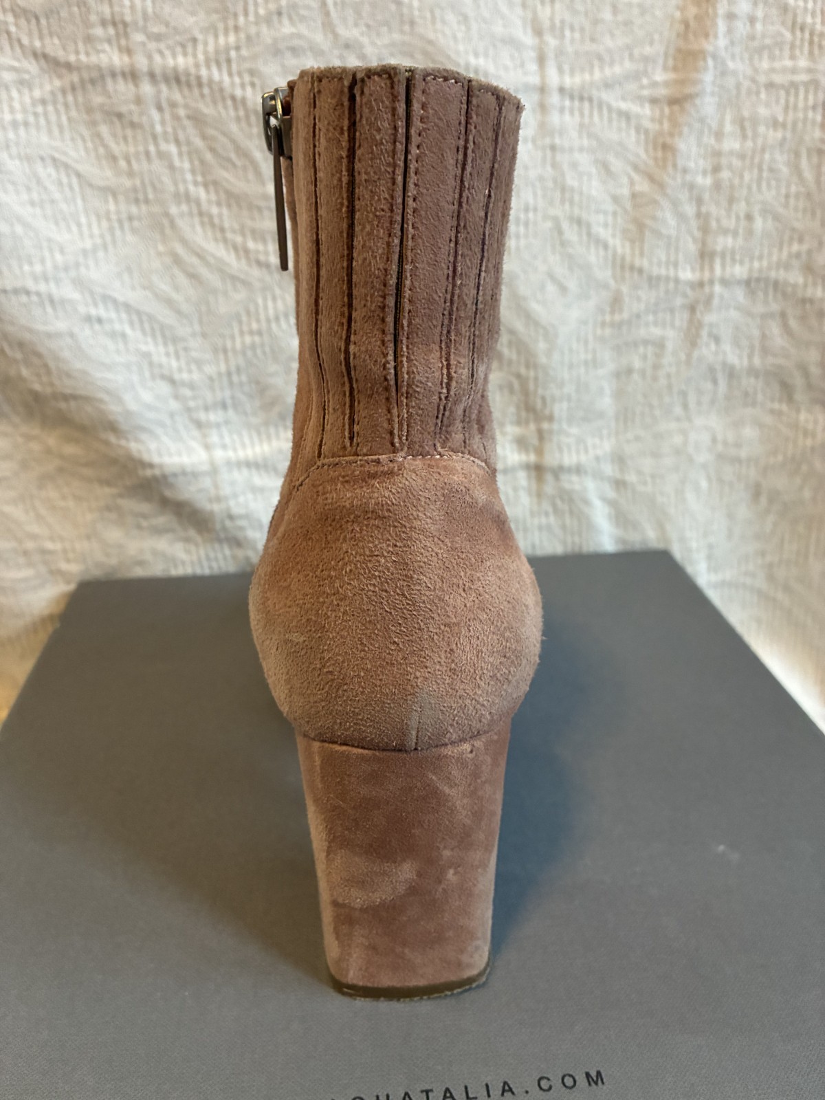 Aquatalia Waterproof Posey Dusty Pink Suede Boots Size 8.5 With Box Retail $495