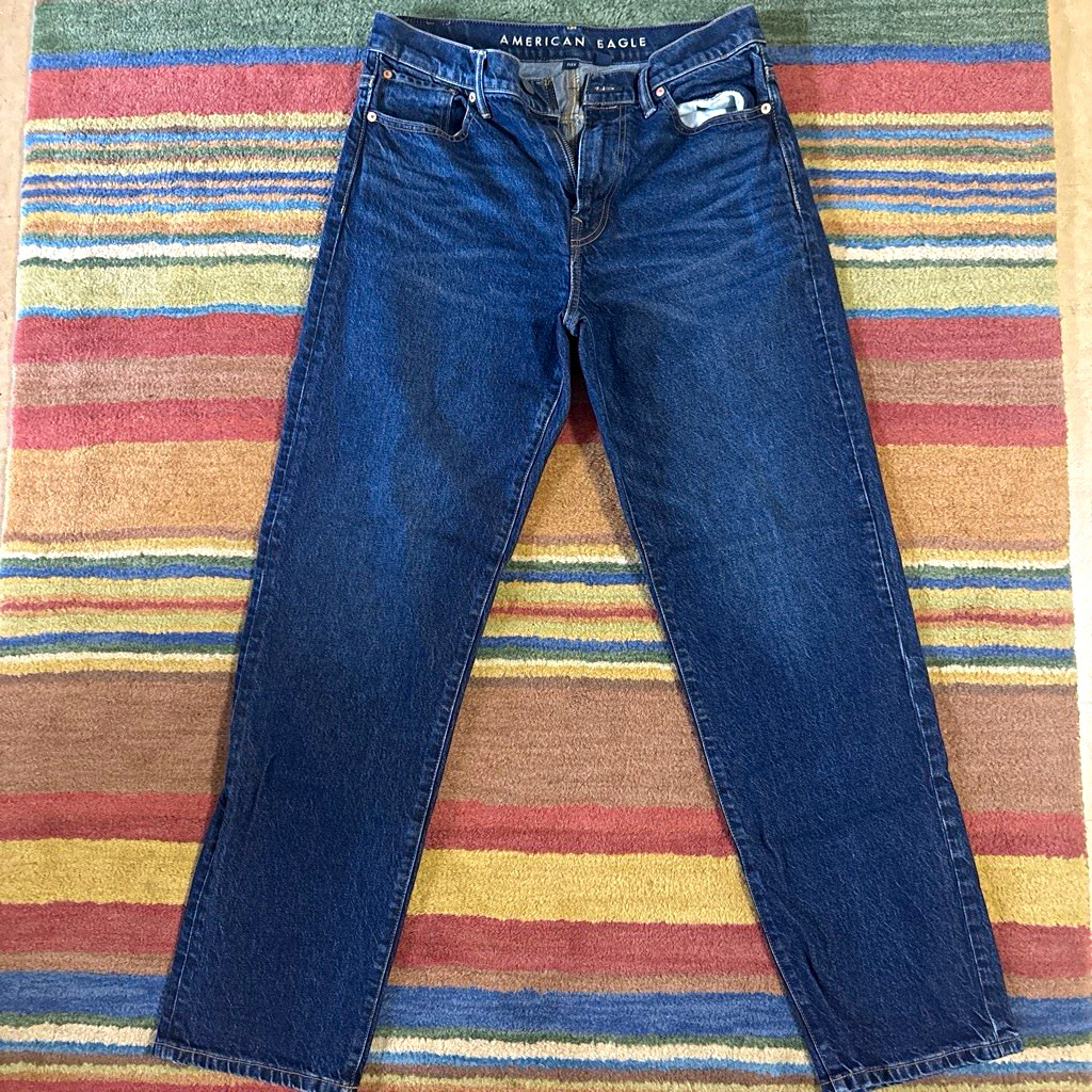 American Eagle Flex Baggy Dark Wash Blue Stretch Denim Jeans Men