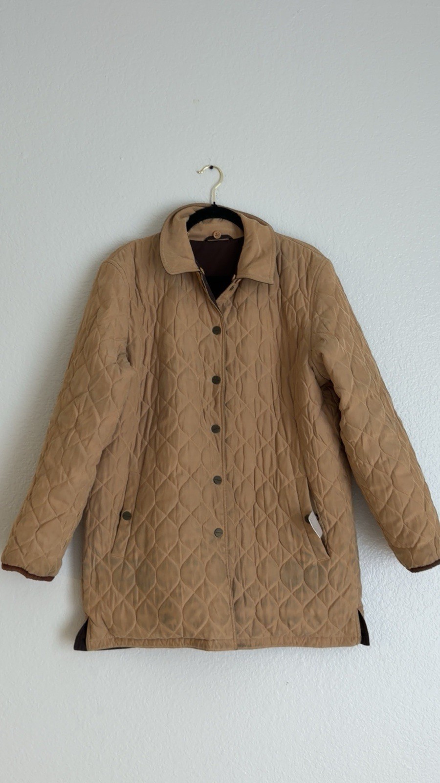 Liz Claiborne Women’s Reversible Quilted Jacket Coat Tan Brown Size L