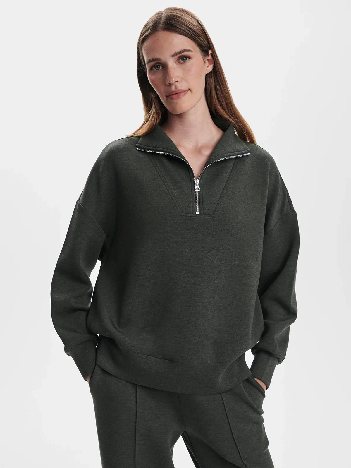 🧡*NWT*Varley Hawley Half-Zip Sweater Pullover Women’s Size L Color -Oliver Marl