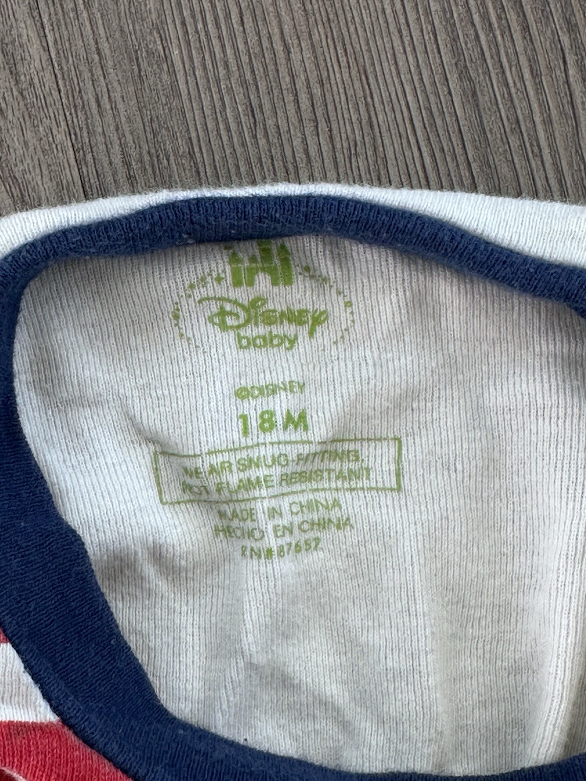 Vintage Disney Mickey Mouse TShirt 18M Red White Striped Cotton Toddler Tee