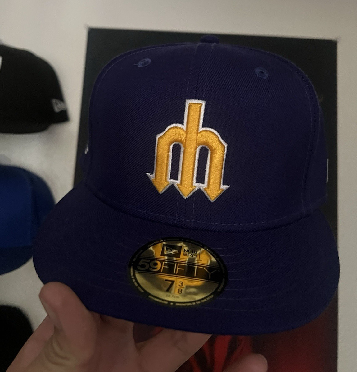 New Era 59FIFTY Seattle Mariners Blue Solid Baseball Cap Men’s Size 7 3/8