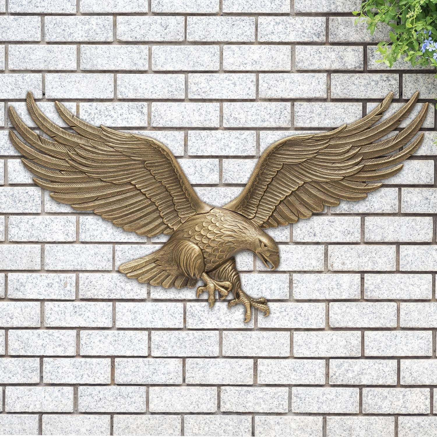 Whitehall Products Antique Brass Wall Eagle 00755, 36 inches wide by 11 inches h