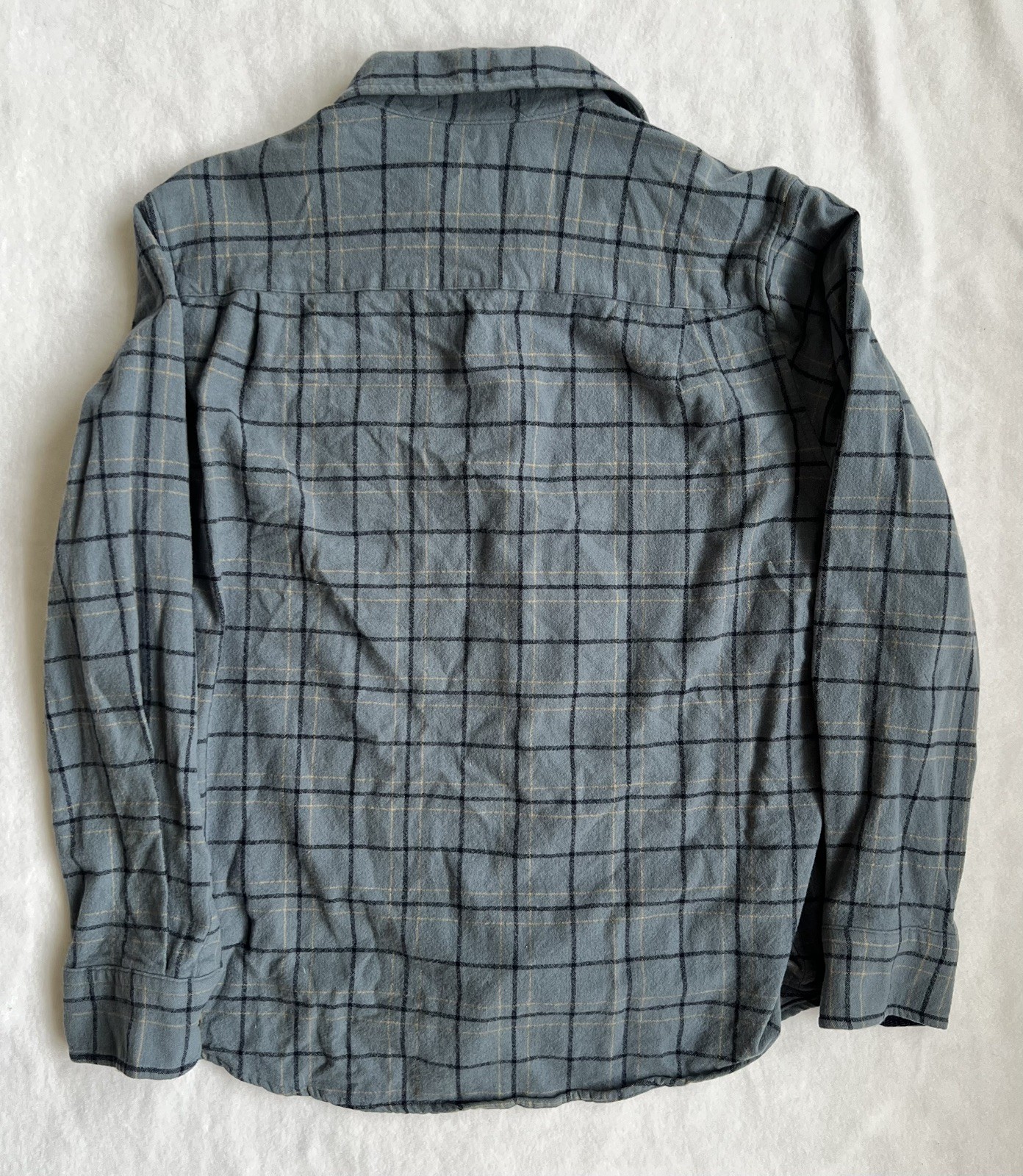 PENDLETON Lodge Flannel Shirt Mens Medium Plaid Pattern Virgin Wool Blue/Gray