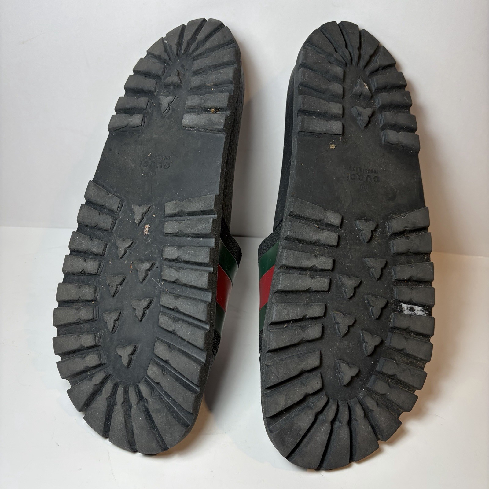 Gucci Web Men’s Rubber Slide Sandal Black Rubber US 10 Gucci 9 Lug Sole Stripe