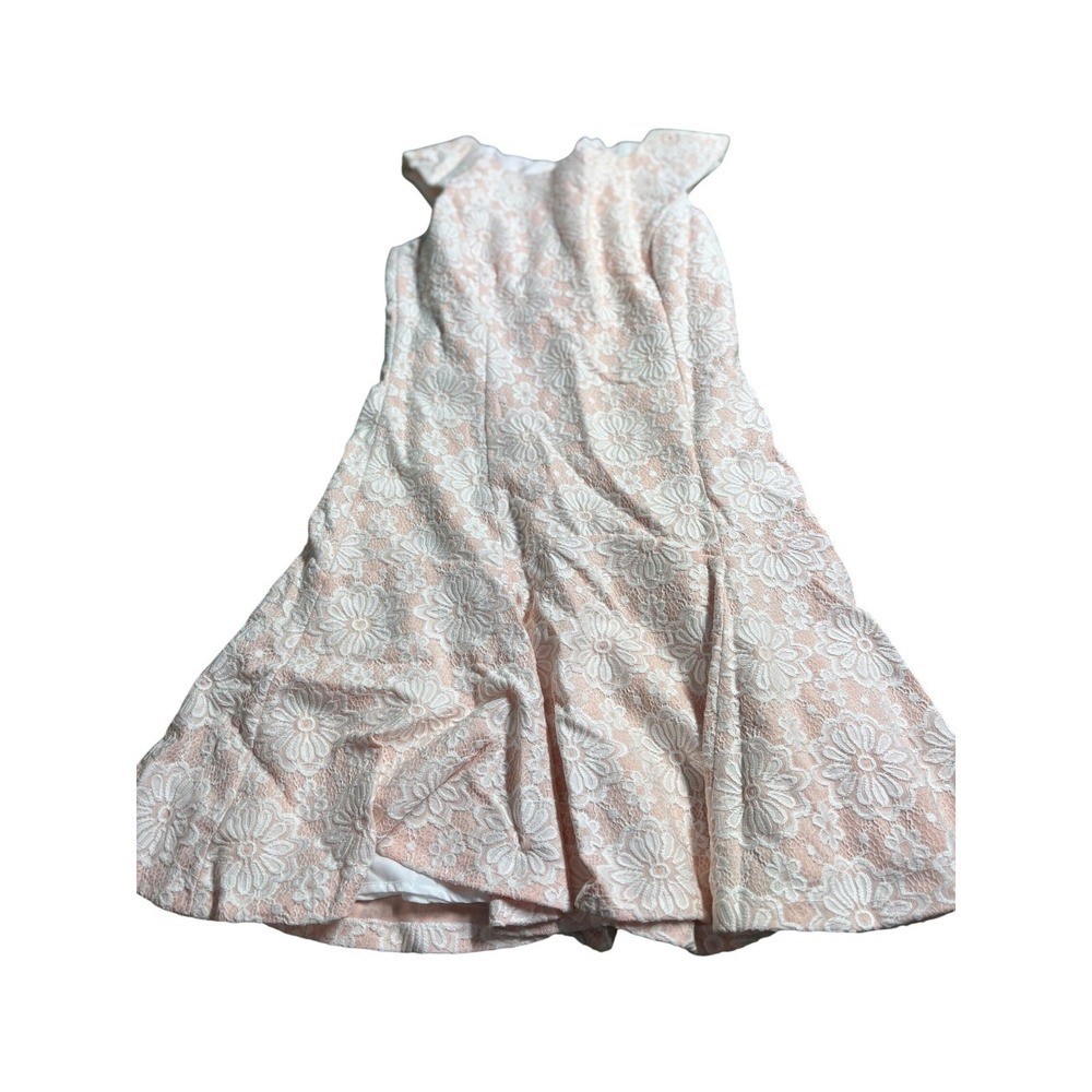 Nanette Lepore Lace Fit Flare Dress Pink White Cap Sleeve Women’s 6