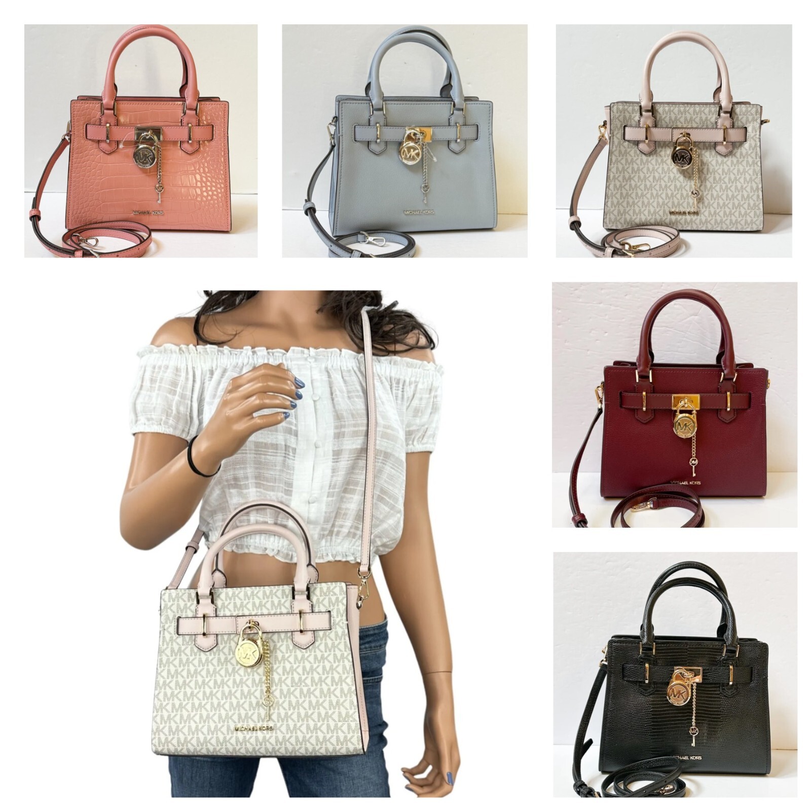 MICHAEL KORS HAMILTON SMALL TOP ZIP SATCHEL SHOULDER CROSSBODY BAG