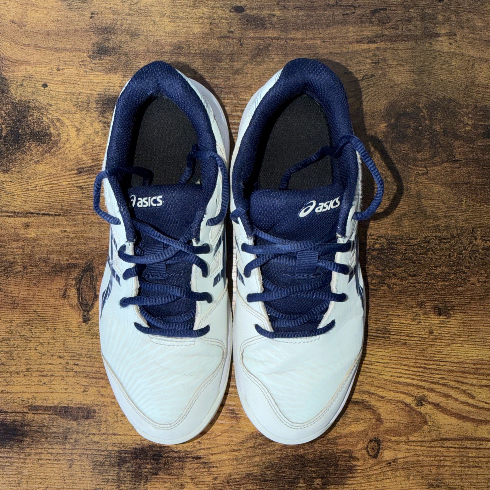 ASICS Shoes Men’s Size 5 Gel Game 9 Pickleball Shoes White Navy Blue Read