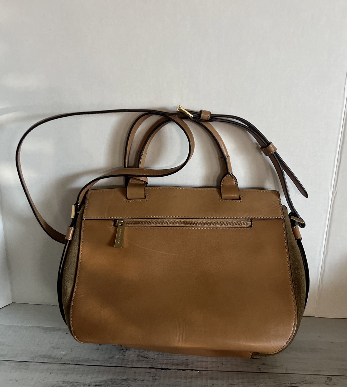 Michael Kors Tommy Suede Leather Vintage Messenger Bag Crossbody