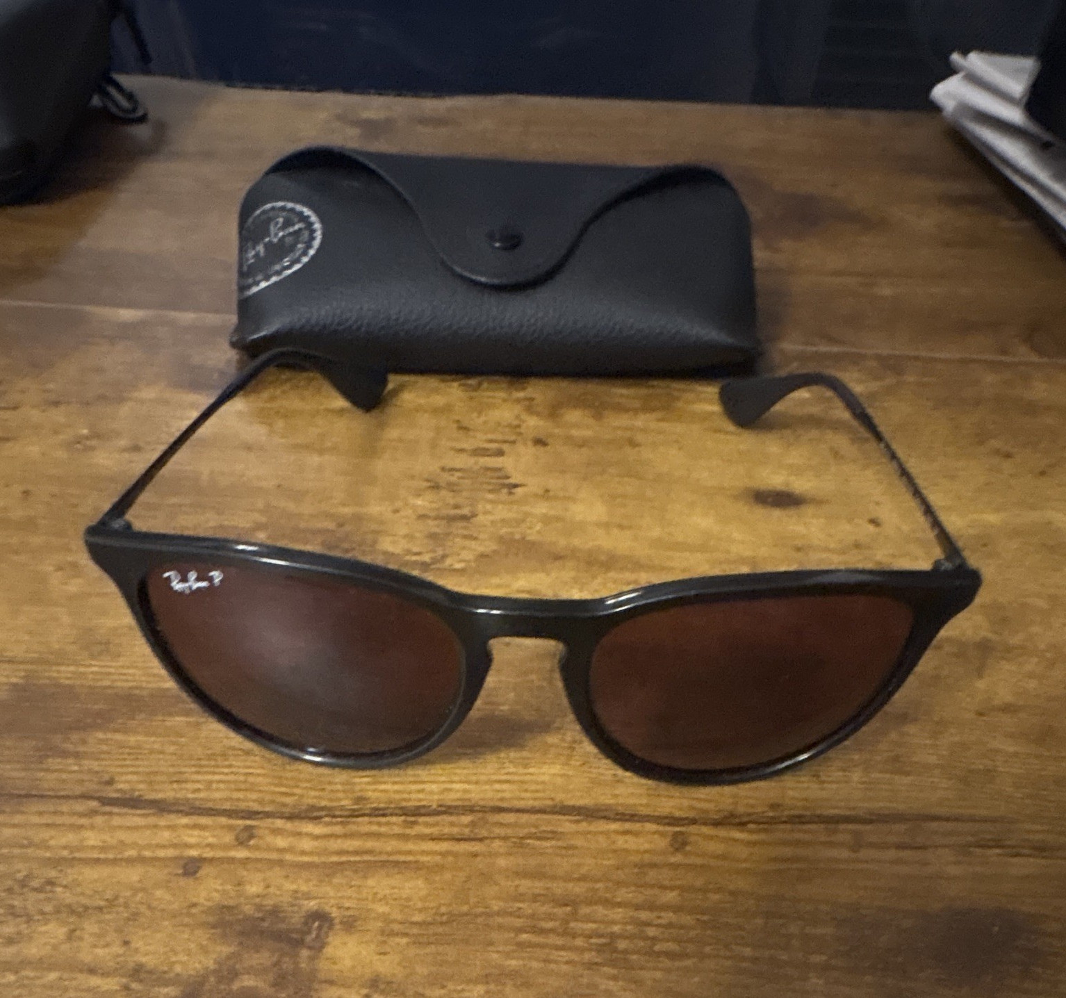 Ray-Ban RB4171 Erika Round Sunglasses Black Frame purple Tint Lens some scratch