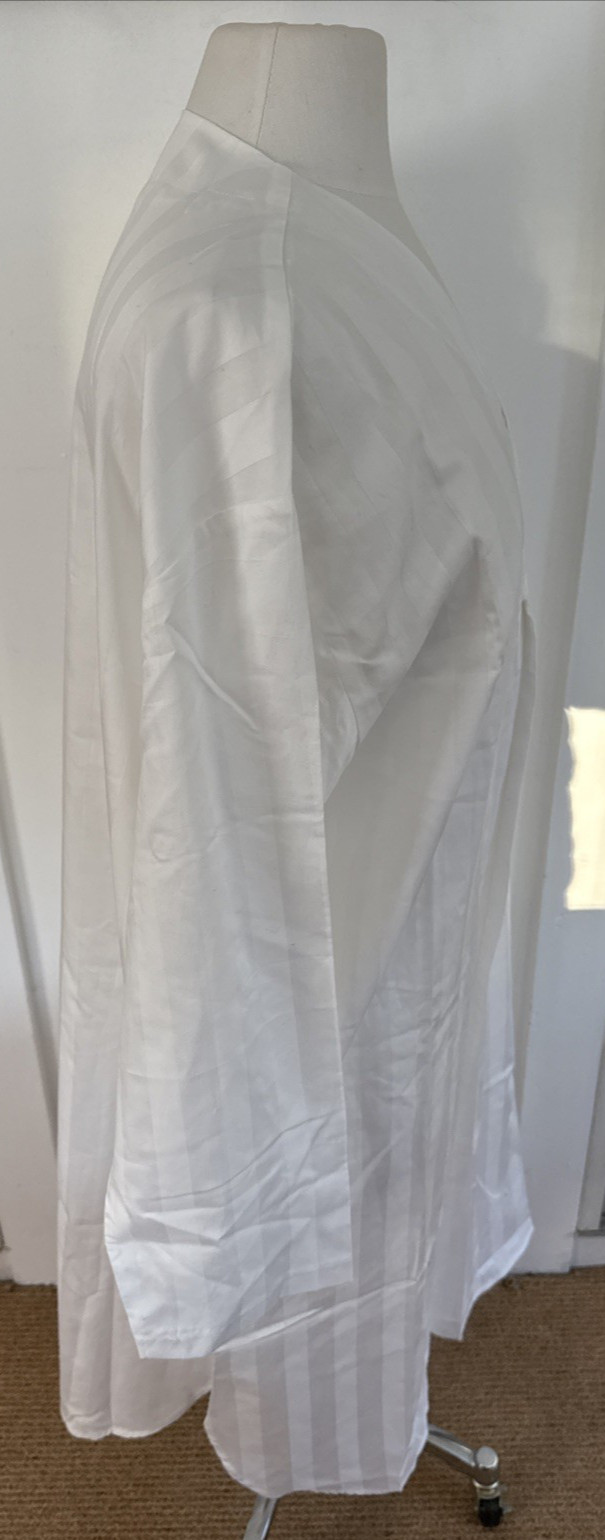 NWT Traditions Pamela Kline Night Shirt 100% Cotton Wht Tuxedo Stripe One Size