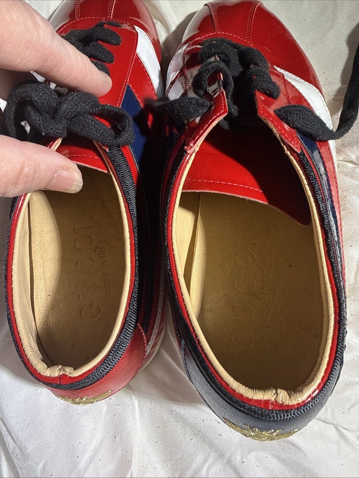 Gucci Falacer Hebron Web Patent Leather. U.S Size 7 men 8 women EU 41 Red Multi