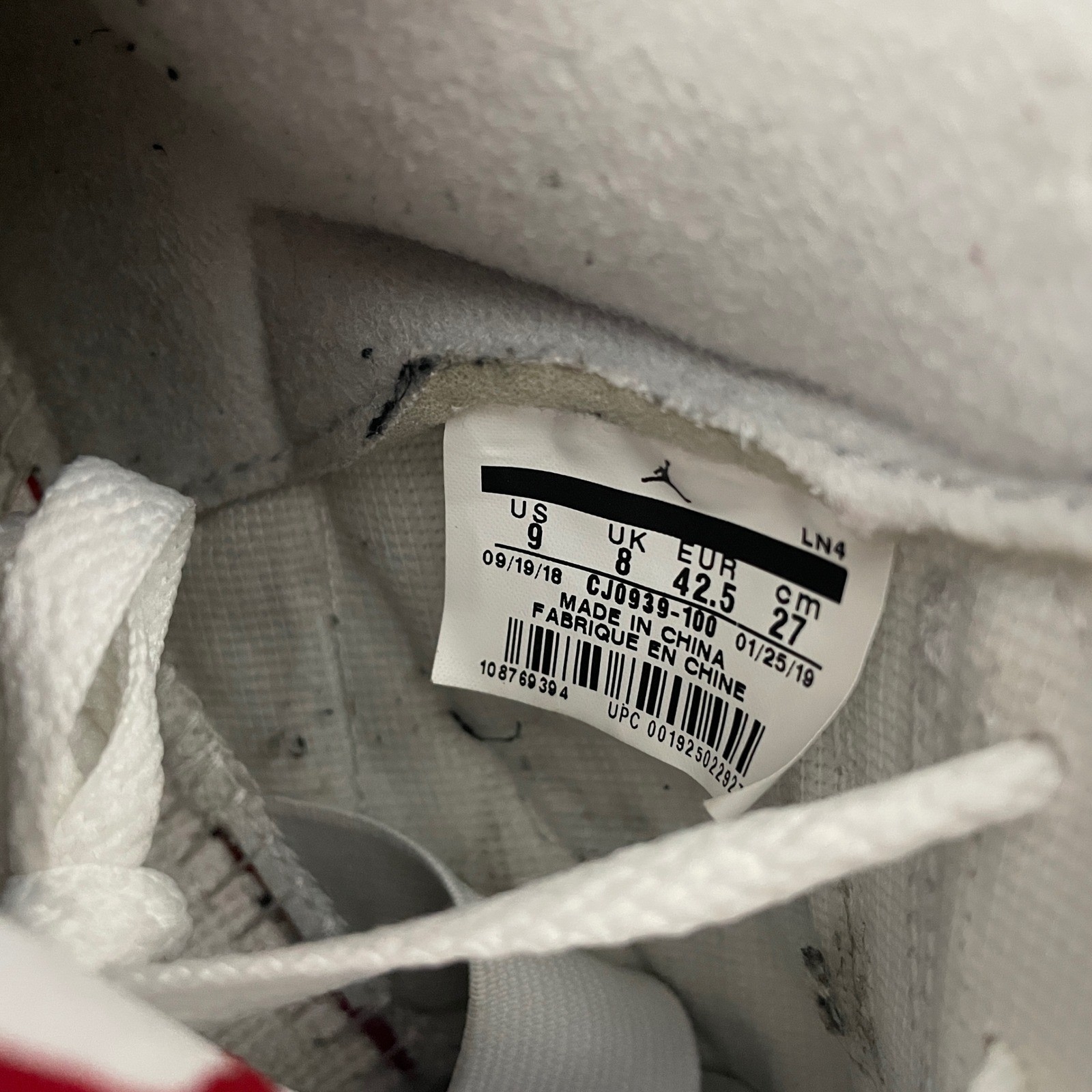 Air Jordan Retro III 3 Air Max Tinker 2019 CJ0939-100 Size 9 NO INSOLES NO BOX