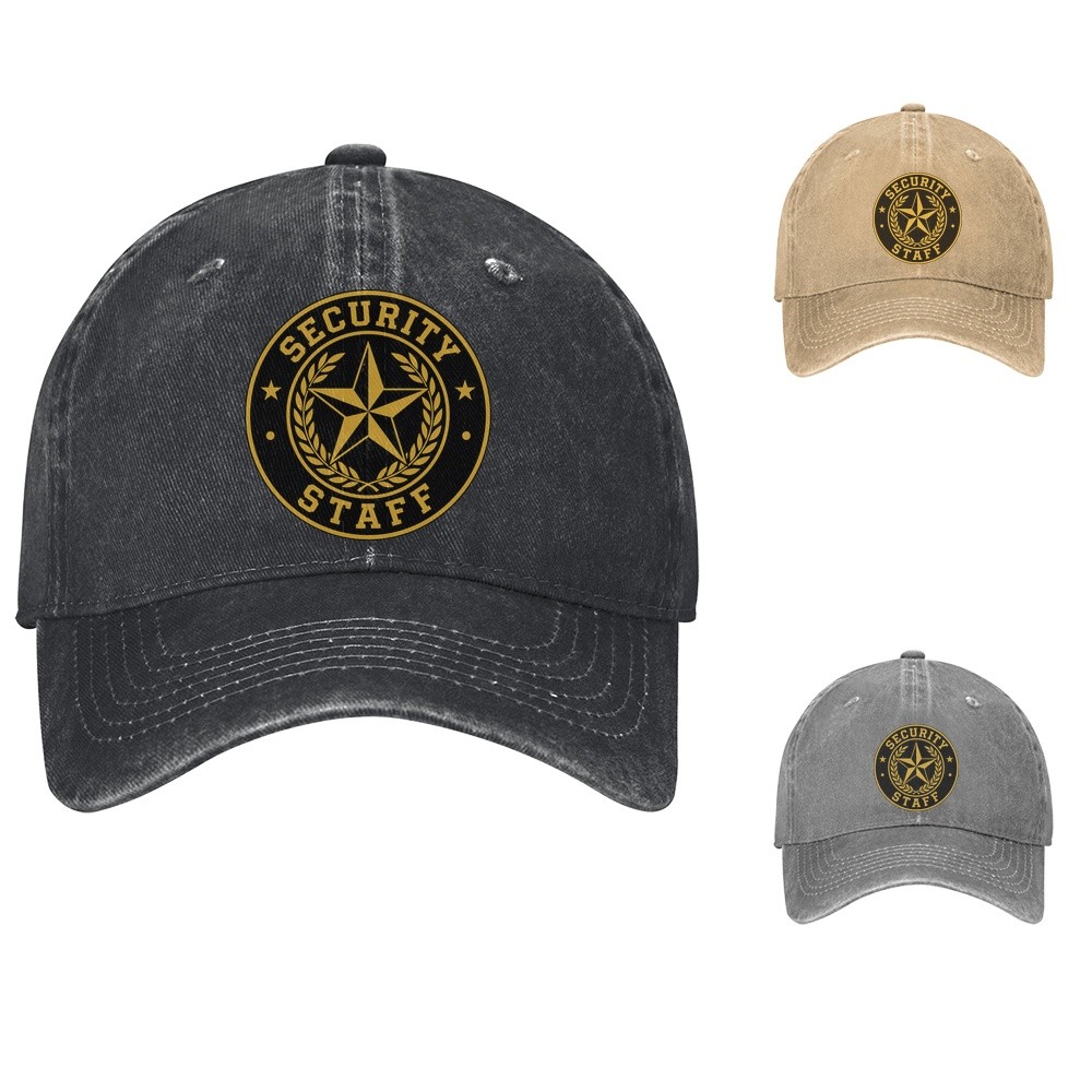 Security Staff Baseball Cap Star Badge Adjustable Cotton Hat