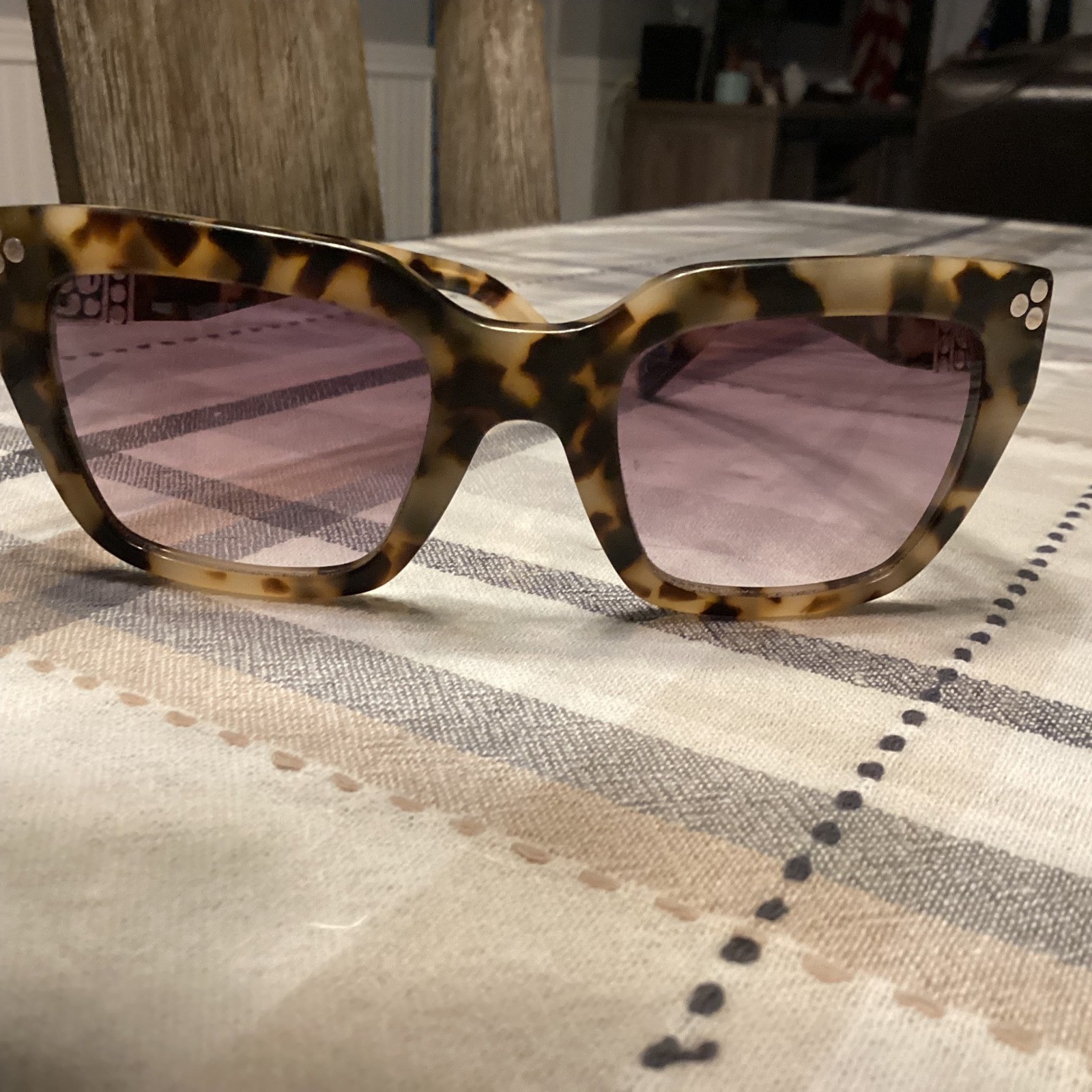 Brighton Contempo Dot Tortoise Square Sunglasses Purple Gradient Lens Handmade