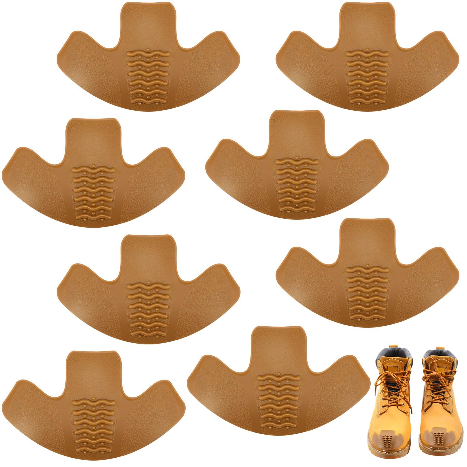 Geyoga 8 Pcs Boot Toe Protectors Work 9 x 4 cm/ 3.54 x 1.57 inch, Brown