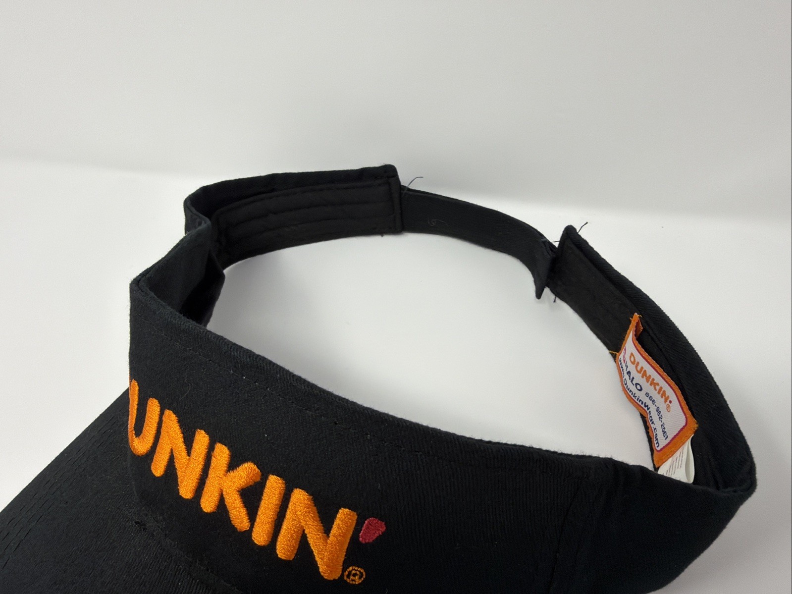 DUNKIN’ Dunkin’ Donuts Employee Uniform Visor Hat OSFA Black Cotton Embroidered