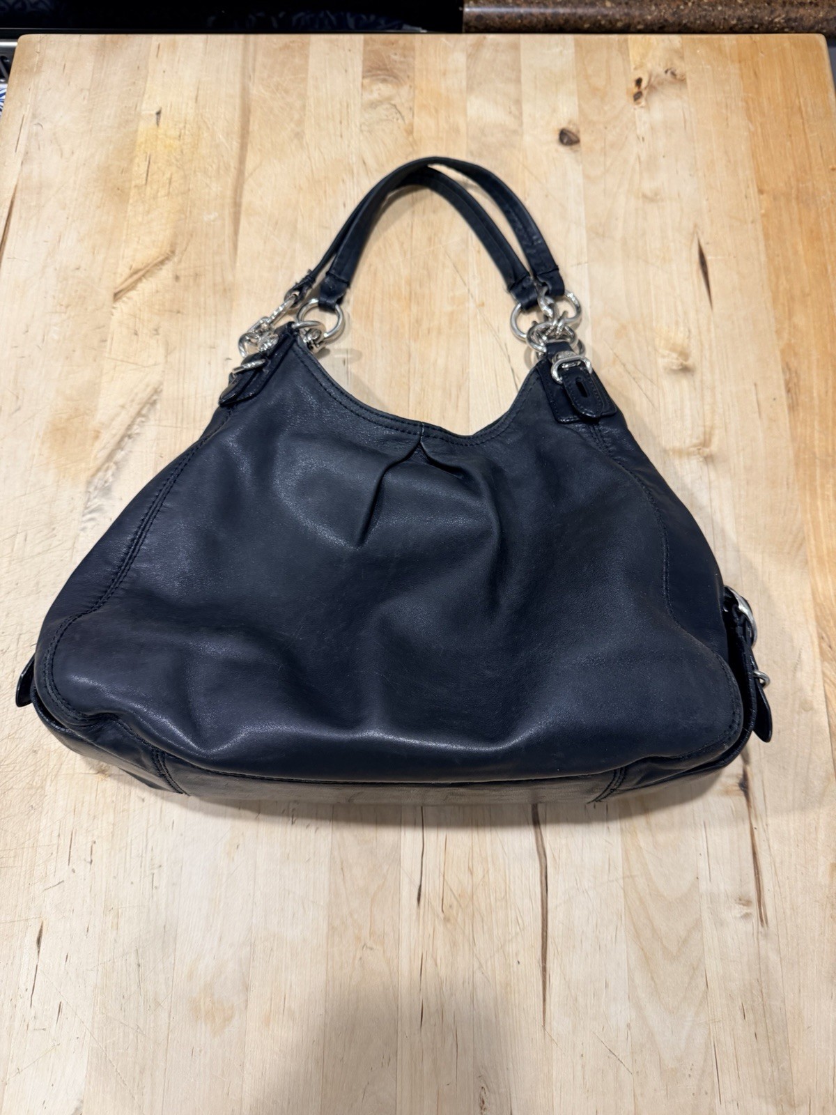 Vintage COACH Madison Mia Maggie Black Leather Shoulder Hobo Bag Large 15742