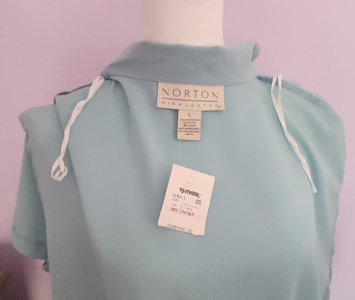 Norton Mcnaughton; color lt. aqua “caribbean”; size L polyester; includes tags