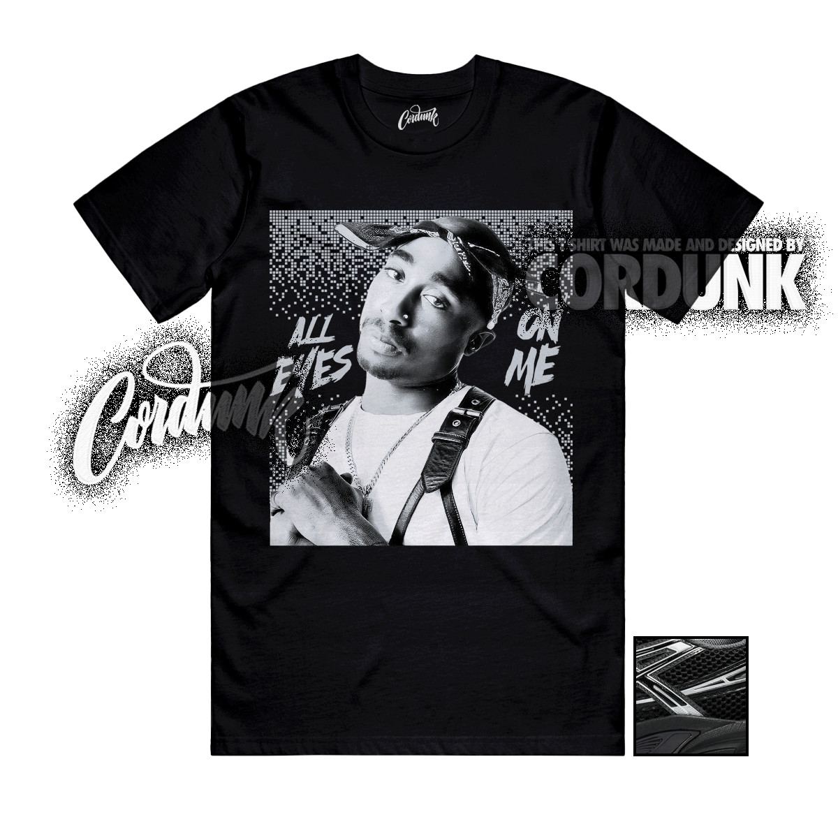 Gel-1130 Black Pure Metallic Silver T Shirt Match TP