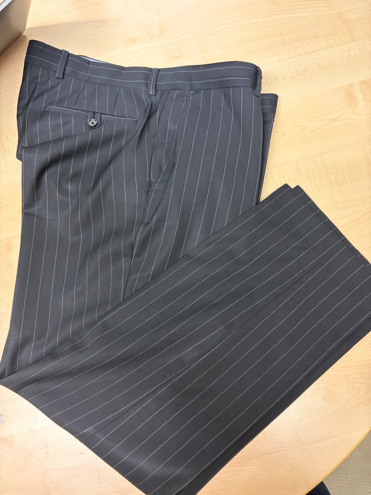 Tommy Hilfiger men’s suit business black with pinstripe, size 52