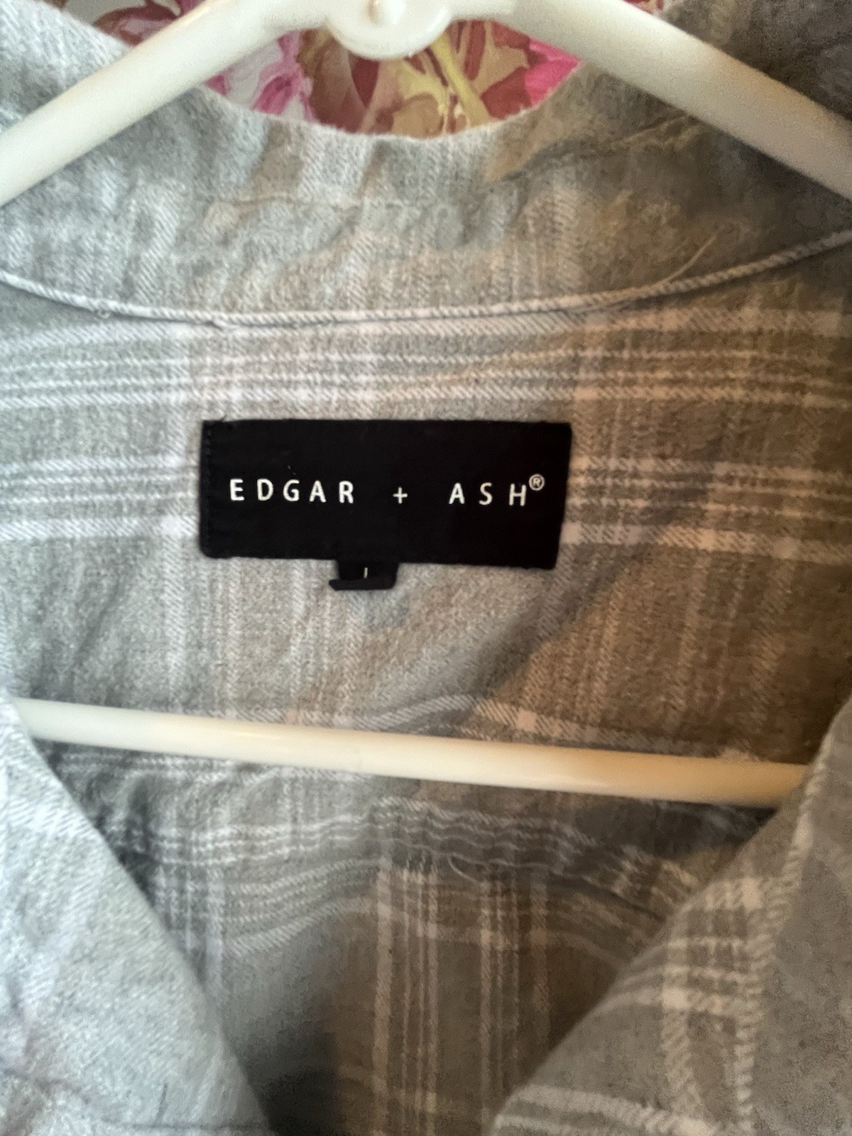Edgar Ash Gray Plaid Flannel Shacket Sz L