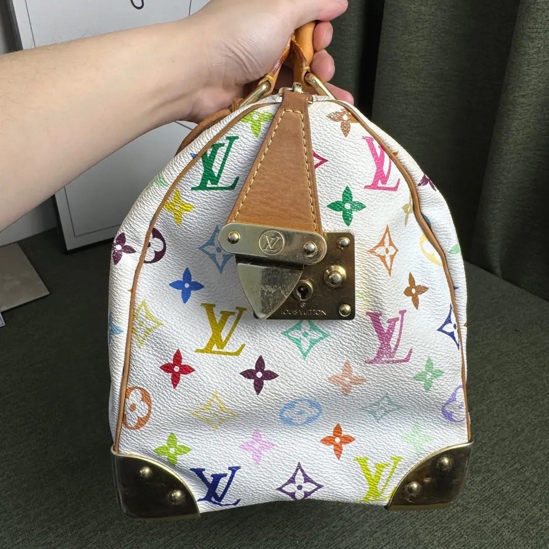 Louis Vuitton LV Monogram Multicolore White Blanc Speedy 30