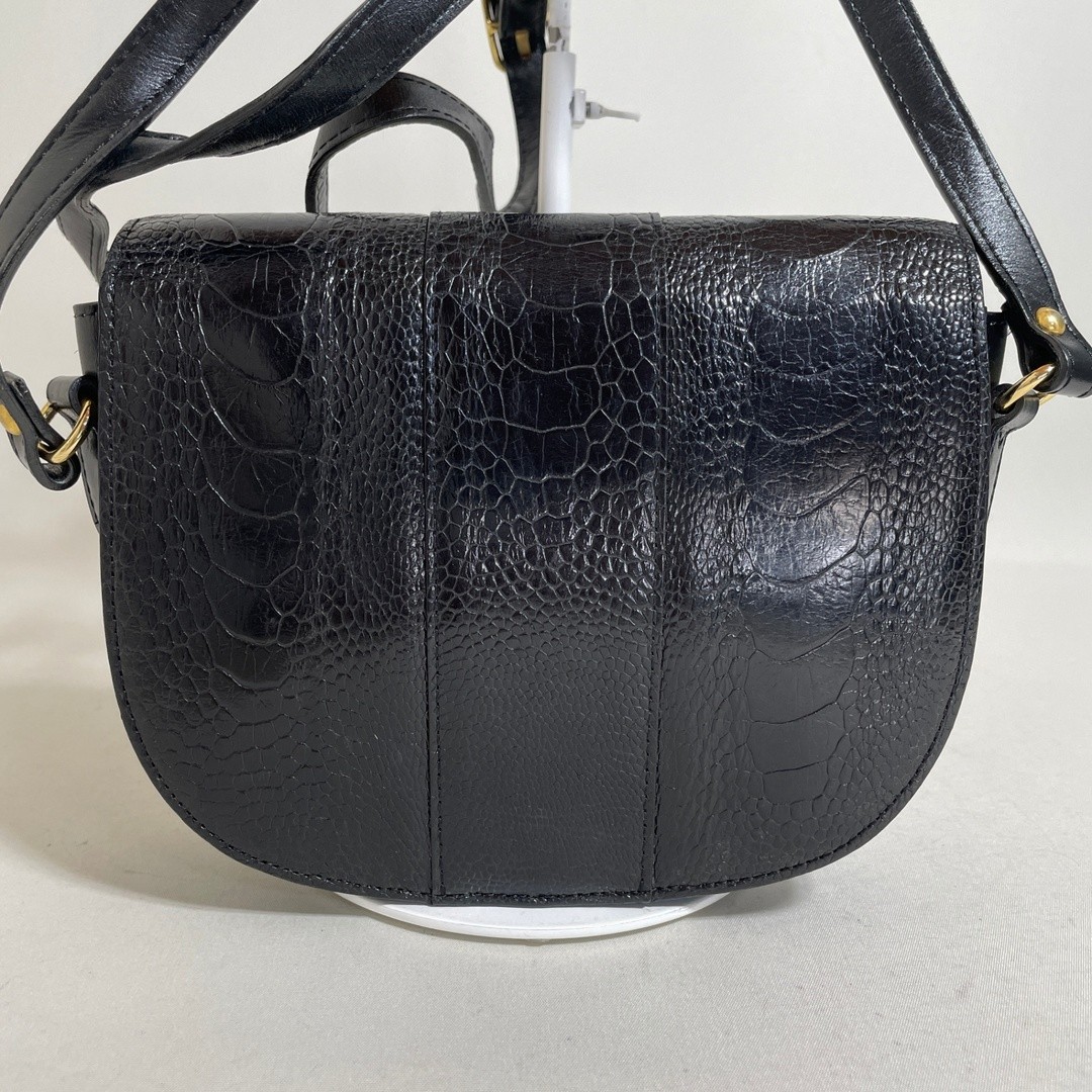 Yves Saint Laurent Shoulder bag Black lizard embossed Size: W:5.5 × H:5.1 in.