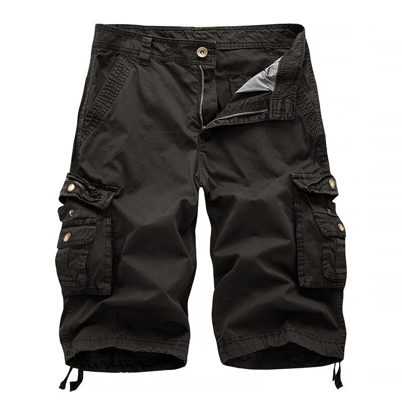 Mens Casual Solid Cargo Shorts Multi Pockets Washed Lounge 30 31 32 34 36 38-48