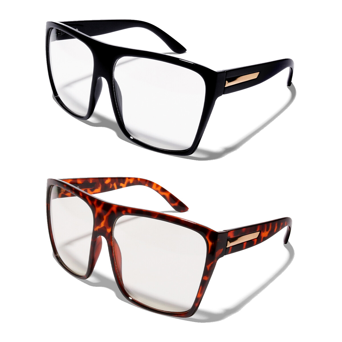 Flat Top Kim K Trapezoid Clear Lens UV400 Sunglasses Retro Chunky Thick