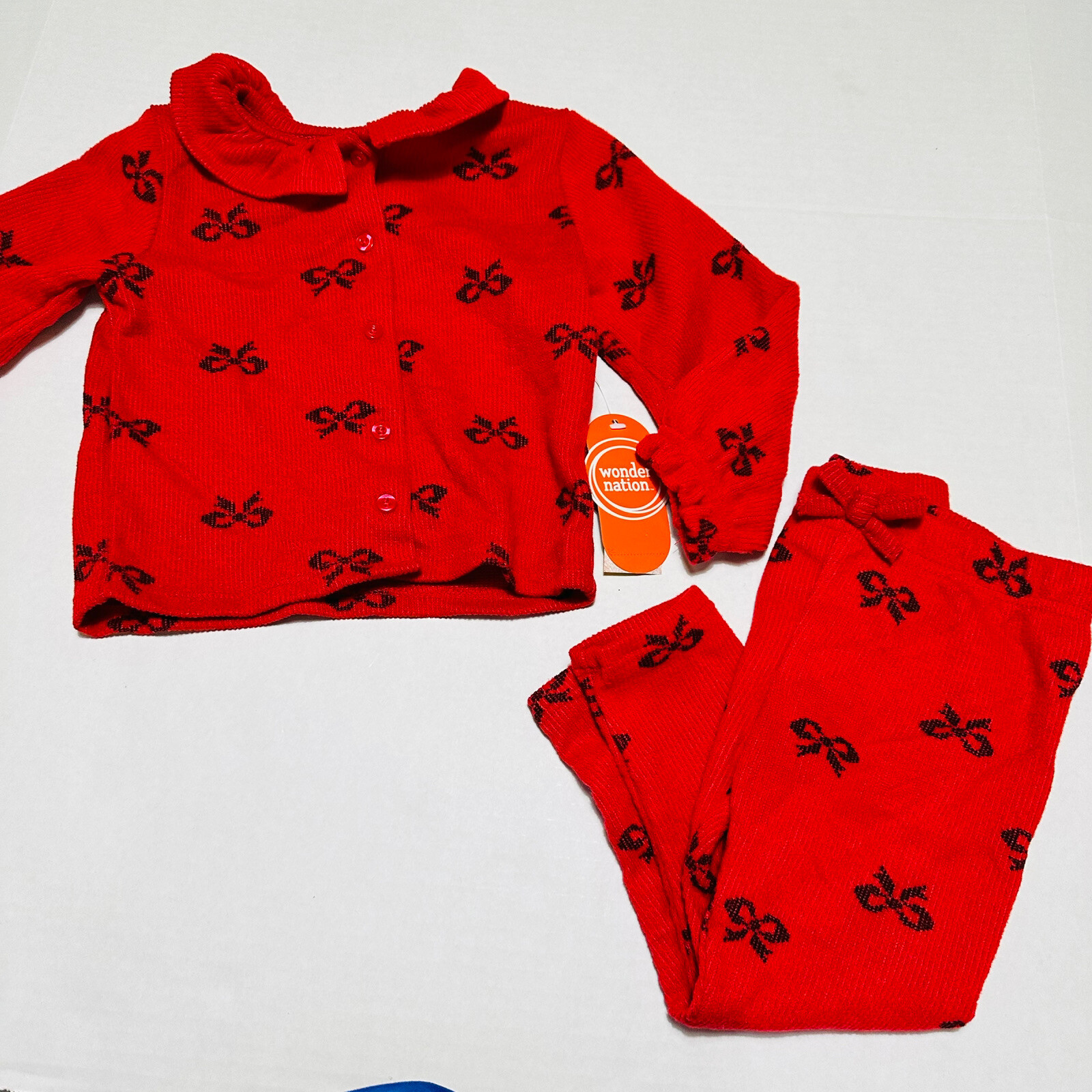 Baby Girl 6 9 Months Holiday Outfit Bows Cardigan And Pants Red & Black