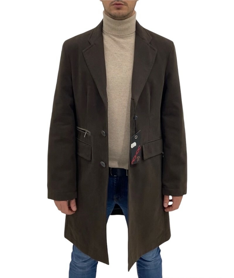 ADHOC Men’s Coat, Brown Regular Fit Cotton Fustagno, 60% Discount.