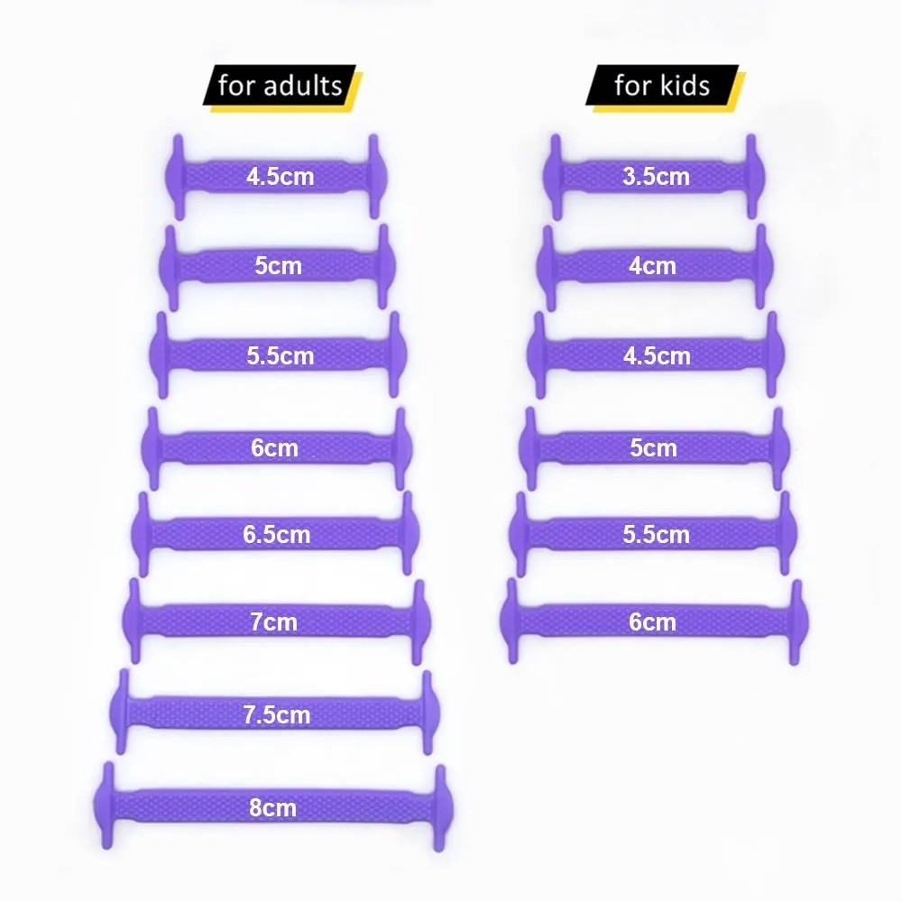 16/12PCS Silicone No Tie Shoelaces Elastic Stretch Shoe Laces for Kids Adults