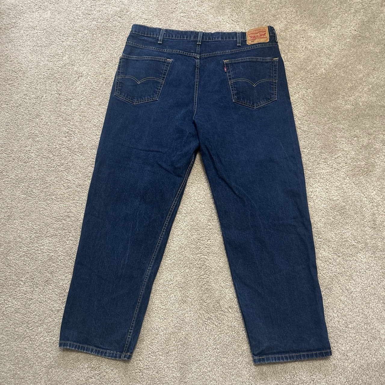 Levi’s Men’s Blue Dark Wash Denim Jeans Relaxed Straight Fit Cotton 5-Pocket