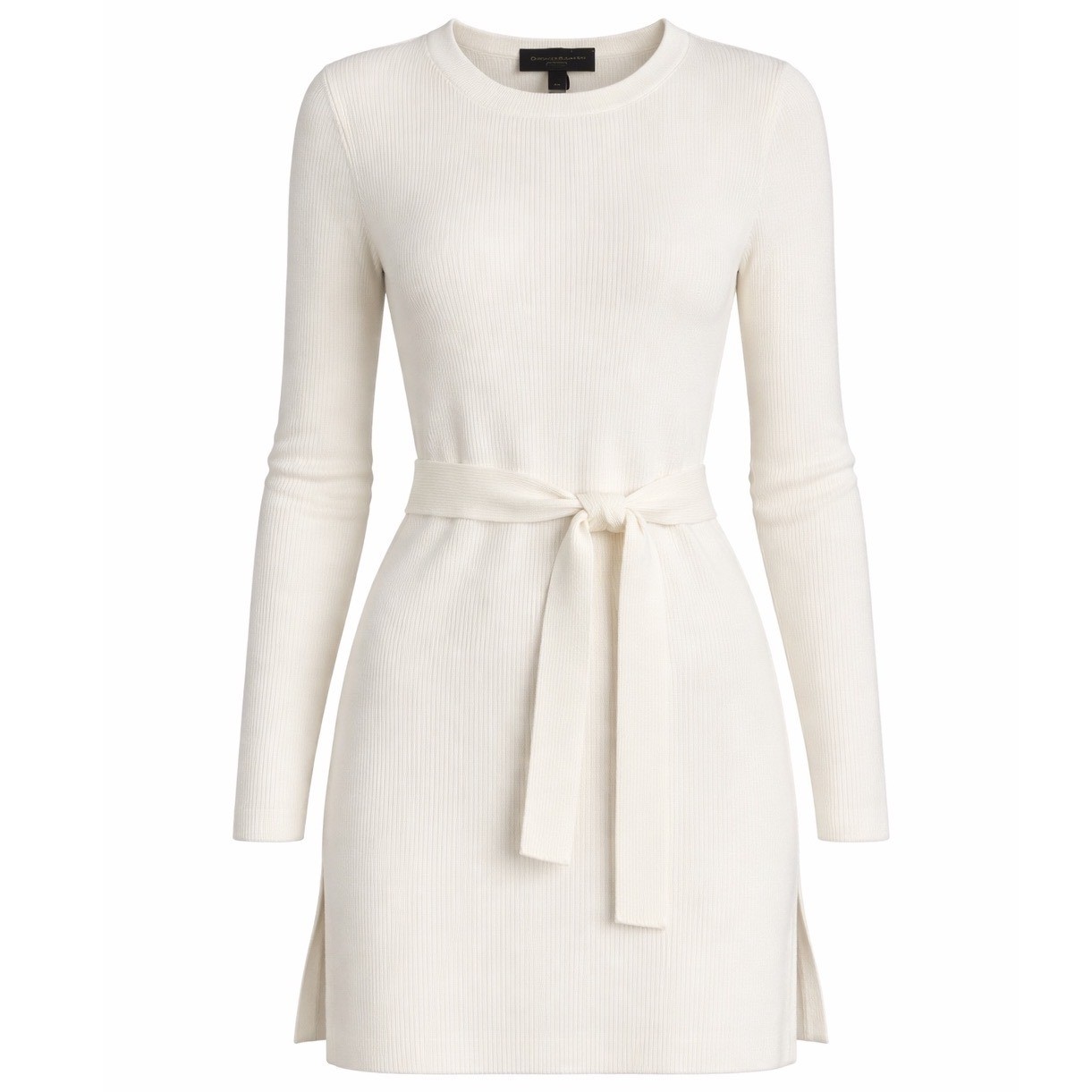 Donna Karan New York Tunic Sweater Womens XS White Ribbed Tie Waist Minimalist